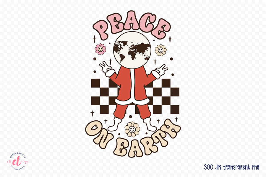 Peace on Earth - Retro Christmas PNG