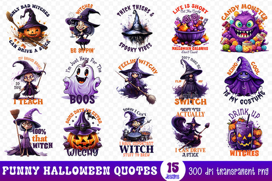 Funny Halloween Quotes Sublimation Bundle