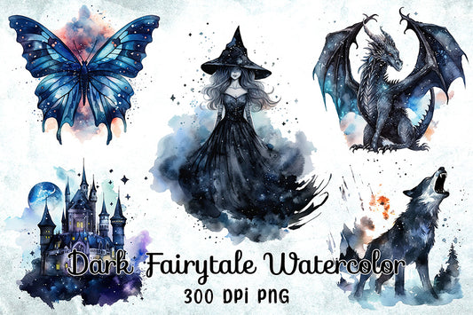 Dark Fairytale Watercolor Sublimation Bundle