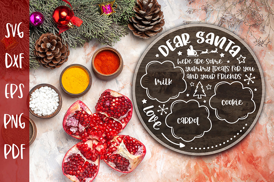 Dear Santa Tray SVG - Milk and Cookies Christmas SVG