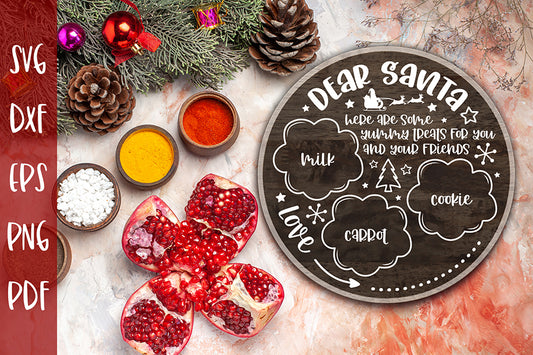 Dear Santa Tray SVG - Milk and Cookies Christmas SVG