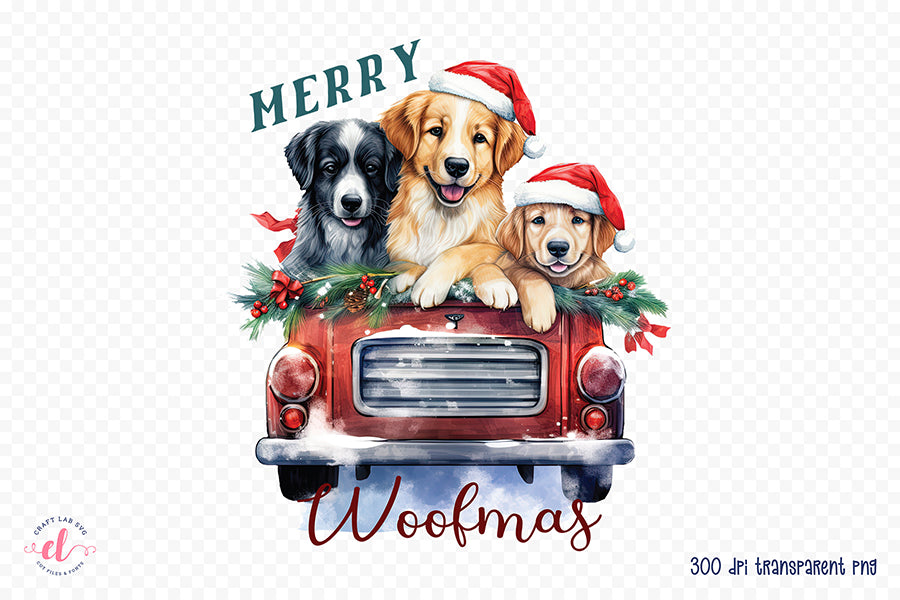 Merry Woofmas, Christmas Dog Saying PNG