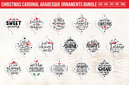 Christmas Cardinal Arabesque Ornament SVG Bundle
