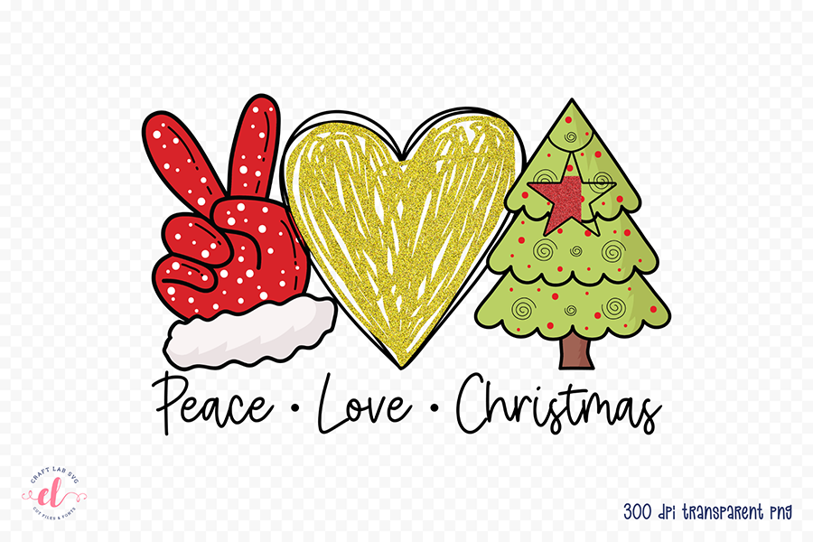Peace Love Christmas Tree PNG Sublimation Design