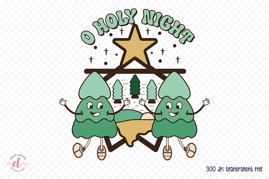 O Holy Night - Retro Christmas PNG