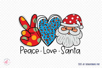 Peace Love Santa - Christmas Sublimation Design