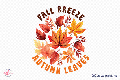 Fall Sublimation Design - Fall Breeze Autumn Leaves