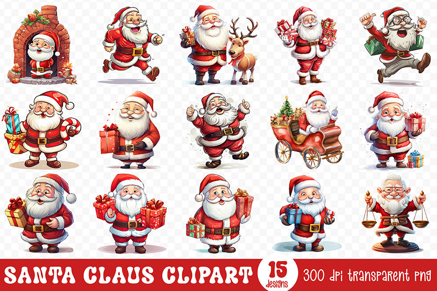 Santa Claus Sublimation Clipart Bundle