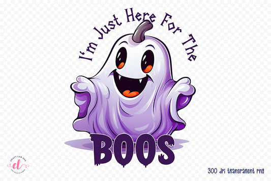 Funny Halloween Quote PNG, I'm Just Here for the Boos