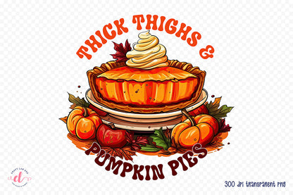 Thanksgiving Sublimation PNG - Thick Thighs & Pumpkin Pies