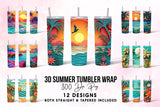 3D Summer Tumbler Wrap Sublimation
