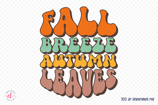 Fall Breeze Autumn Leaves - Retro Fall PNG