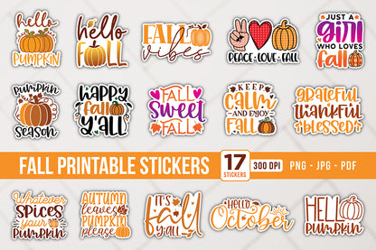 Fall Printable Stickers Bundle