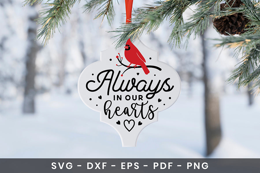 Always in Our Hearts, Christmas Cardinal Arabesque SVG