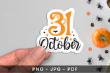 Halloween Printable Sticker - 31 October