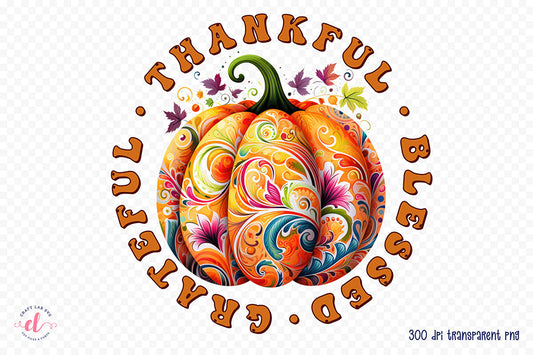 Thanksgiving PNG Sublimation | Thankful Blessed Grateful