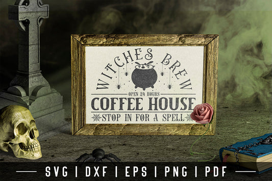 Vintage Halloween SVG - Witch's Brew Coffee House