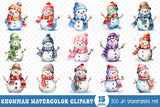 Snowman Watercolor Sublimation Clipart