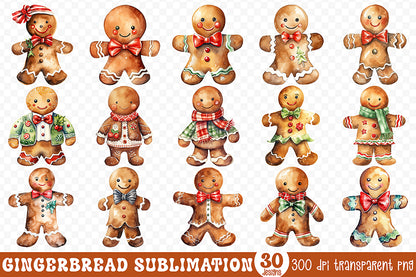 Gingerbread Sublimation Clipart Bundle