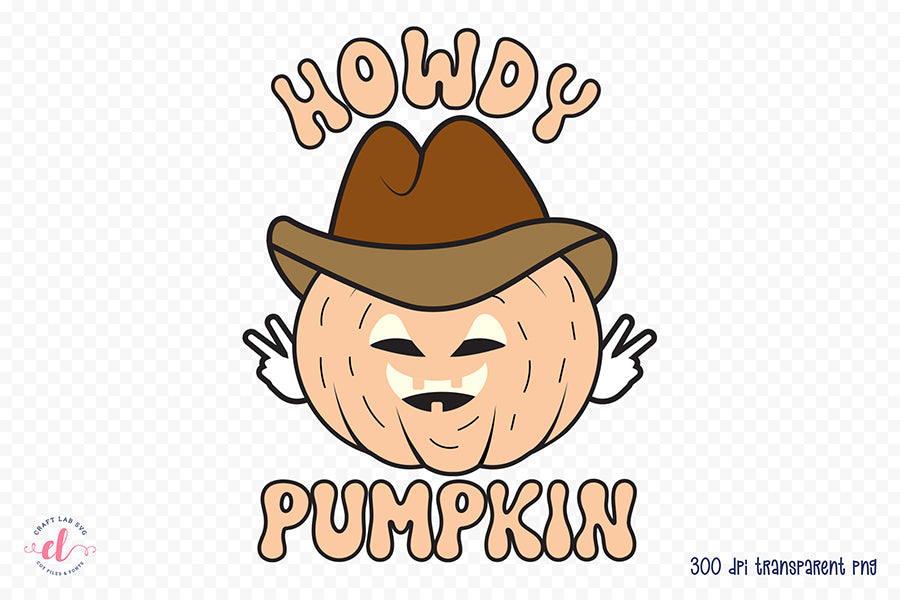 Howdy Pumpkin PNG - Retro Halloween Sublimation