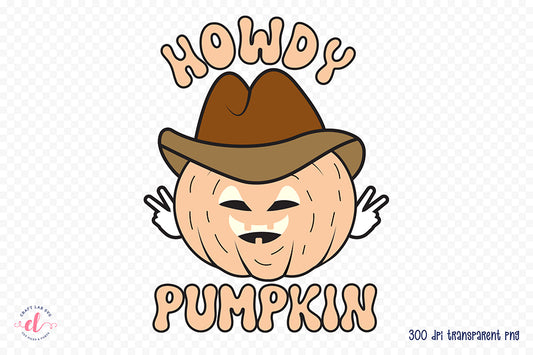 Howdy Pumpkin PNG - Retro Halloween Sublimation