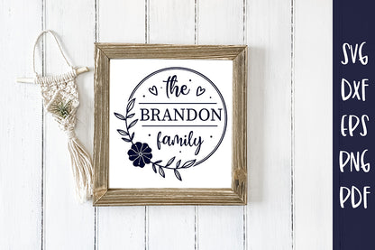 Family Name Monogram SVG - Floral Frame SVG