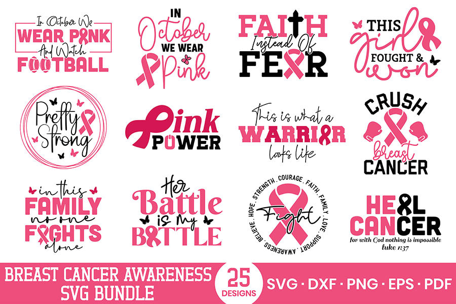 Breast Cancer Awareness SVG Bundle Vol.3