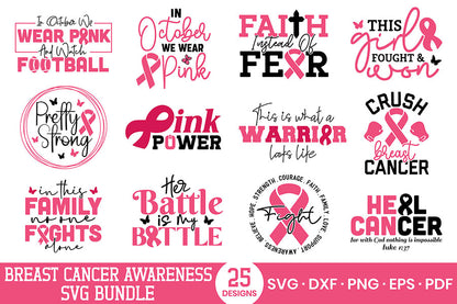 Breast Cancer Awareness SVG Bundle Vol.3