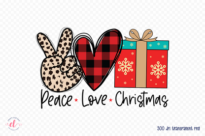 Peace Love Christmas Sublimation Design PNG