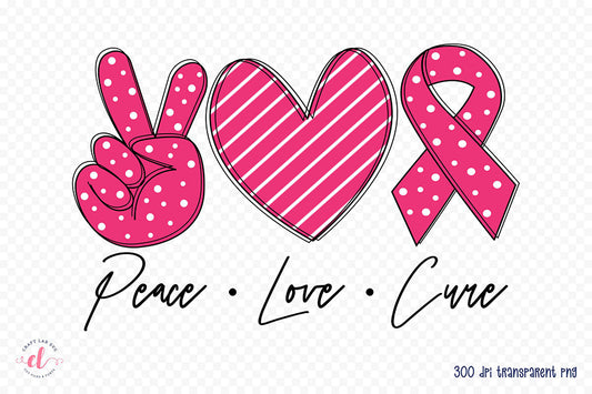 Peace Love Cure | Breast Cancer PNG