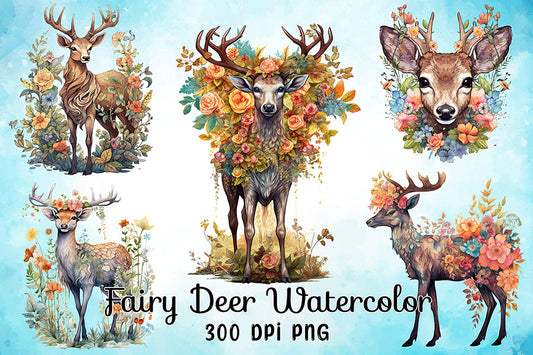 Fairy Deer Watercolor Sublimation Bundle