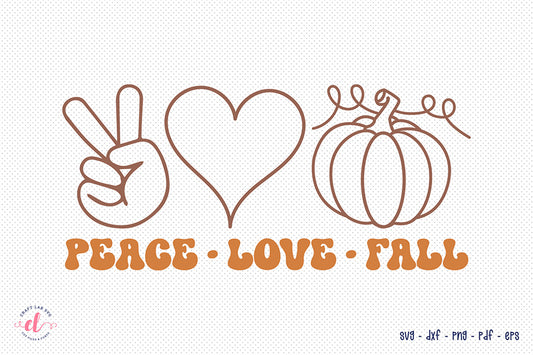 Peace Love Fall SVG, Retro Fall SVG