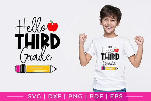 Hello Third Grade SVG | Back to School SVG