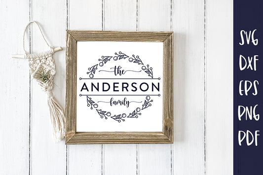 Family Monogram SVG, Floral Frame SVG