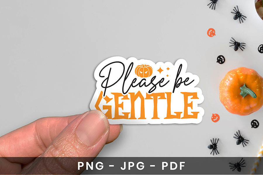 Halloween Printable Sticker, Please Be Gentle