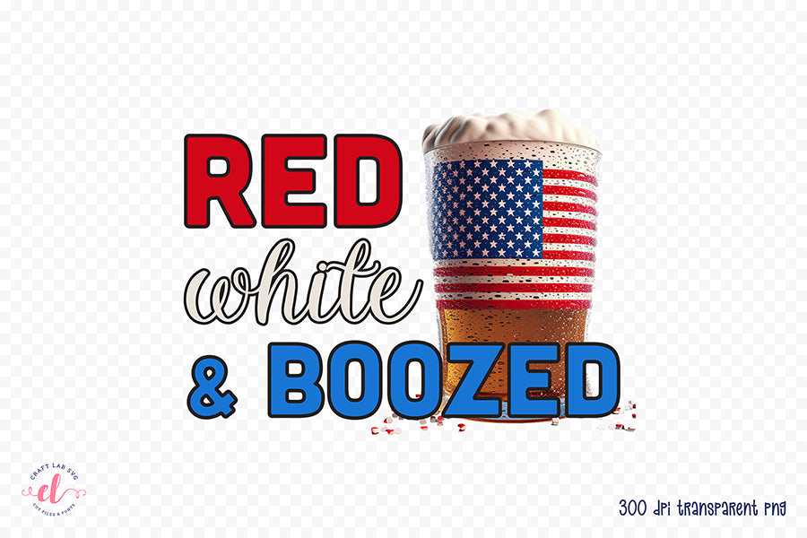 4th of July Sublimation, Red White & Boozed PNG