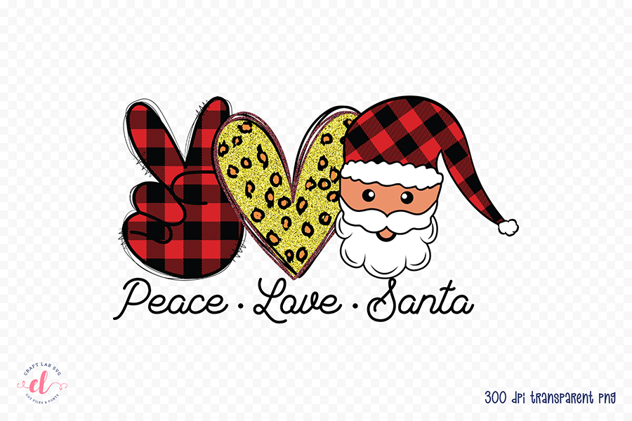 Peace Love Santa, Christmas PNG Sublimation