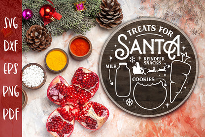 Treats for Santa Tray SVG - Milk and Cookies Christmas SVG