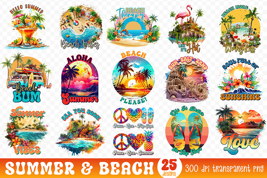 Summer and Beach PNG Sublimation Bundle