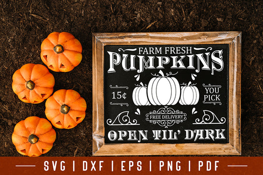 Vintage Fall Sign SVG | Farm Fresh Pumpkins Cut File