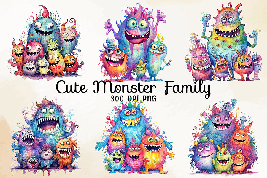 Cute Monster Family Sublimation Bundle