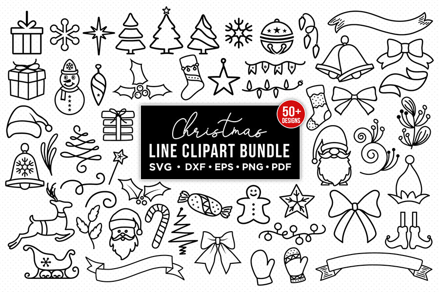 Christmas Line Clipart Bundle