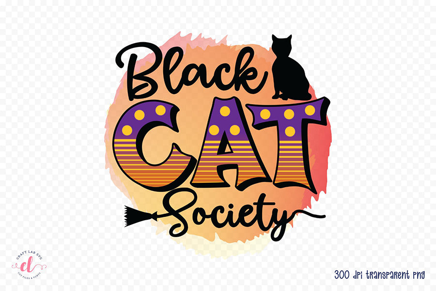 Halloween Sublimation Design, Black Cat Society