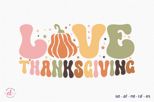 Love Thanksgiving Retro SVG Design