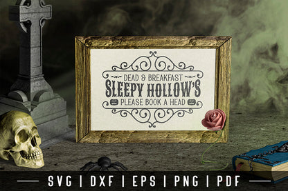 Vintage Halloween SVG, Sleepy Hollow's Bed & Breakfast