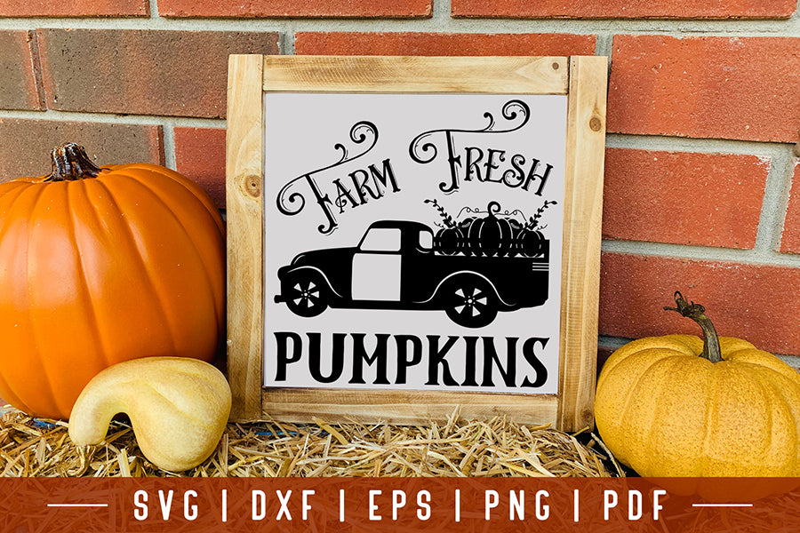Vintage Fall Sign SVG - Farm Fresh Pumpkins SVG