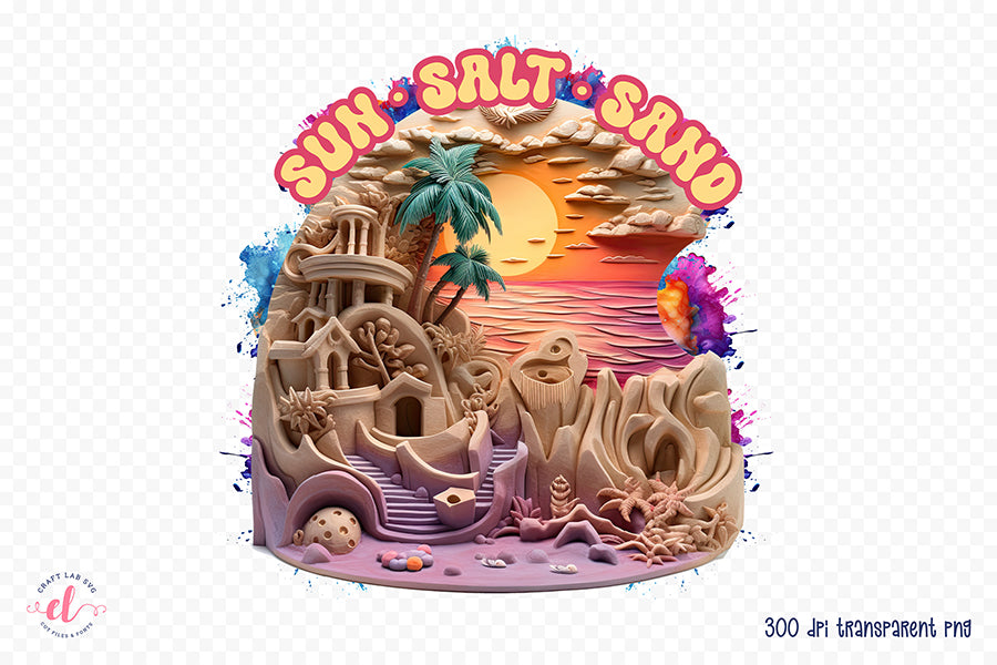 Sun Salt Sand PNG Sublimation Design