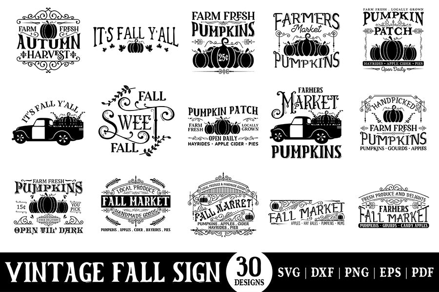 Vintage Fall Sign SVG Bundle