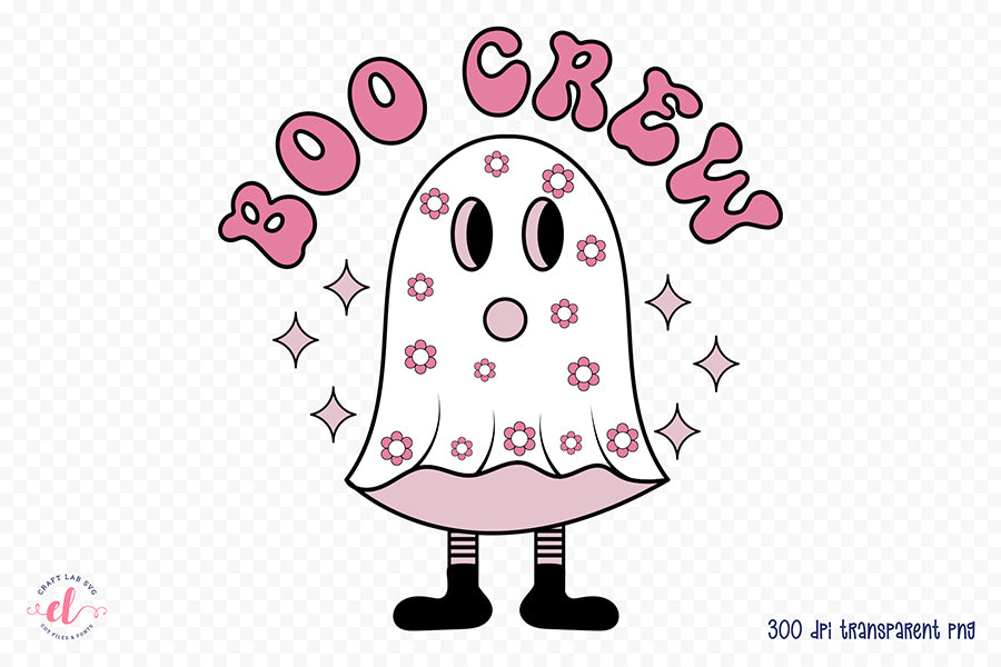 Retro Halloween Sublimation, Boo Crew PNG