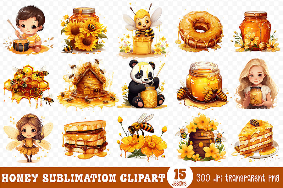Honey Sublimation Clipart Bundle